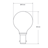 Dimension of 4W Fancy Round LED Bulb B15 Frost in Warm White