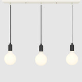 Lineaire hanglamp met drie lampen + 8W G125 globe