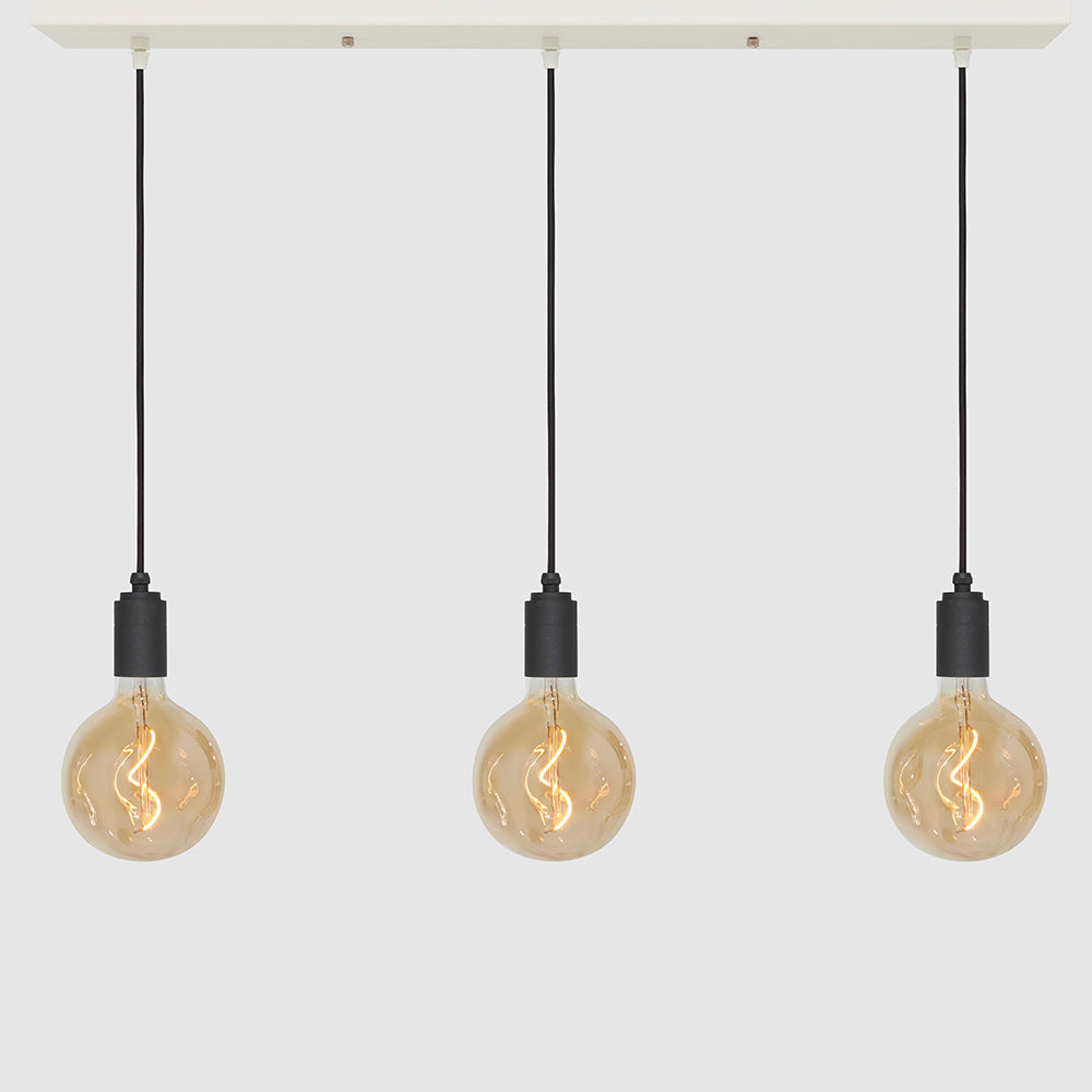 Linear Three Light Pendant + Designer 125mm Amber