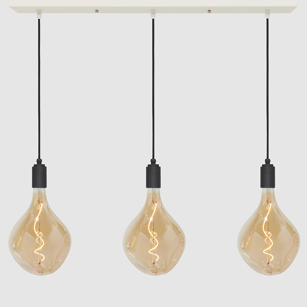 Linear Three Light Pendant + Designer 180mm Amber