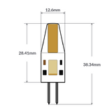 Dimension of 2W G4 LED Bi-Pin in Warm White