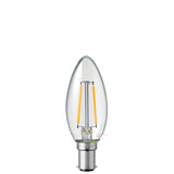 2Watt Candle Dimmable LED Filament Bulb B15 Clear in Warm White