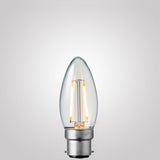 2 Watt Candle Dimmable LED Filament Bulb B22 Clear in Warm White