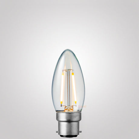 2 Watt Candle Dimmable LED Filament Bulb B22 Clear in Warm White