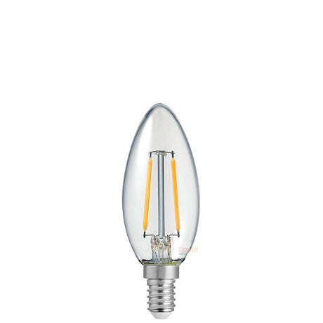 2W Candle LED Light Bulb E14 Clear in Warm White