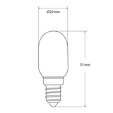 Dimension of 2W Pilot Dimmable LED Light Bulb E14 in Natural White