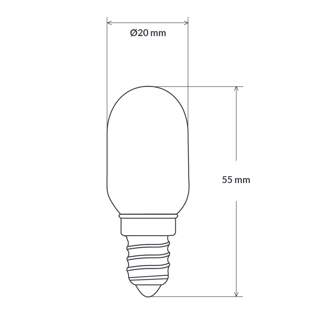 Dimension of 2W Pilot Dimmable LED E14 in Extra Warm White