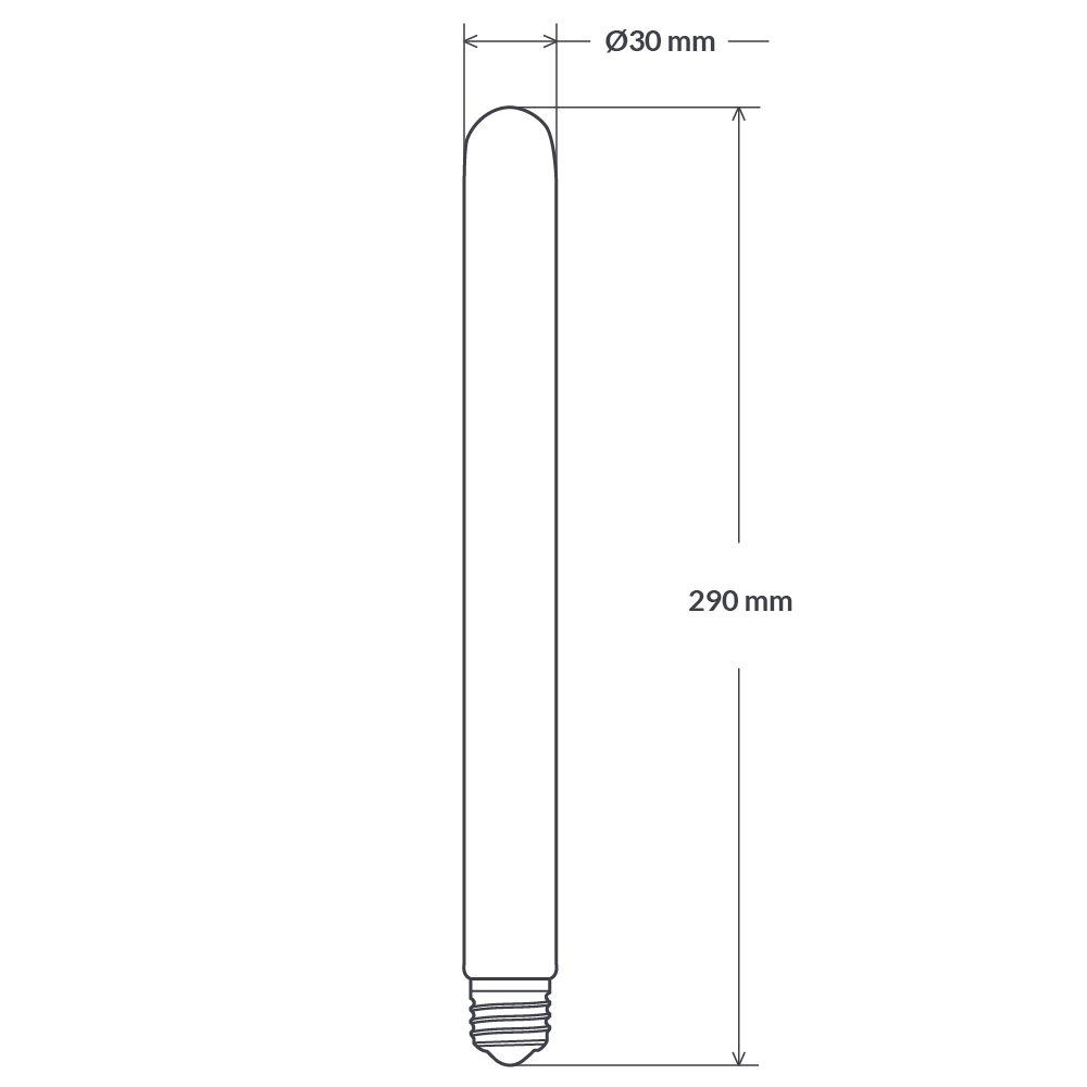 Dimension of 4W Long Tube Spiral LED E27 in Extra Warm