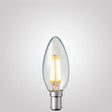 4W 12 Volt DC Candle Dimmable LED Filament Bulb (B15) Clear in Warm White