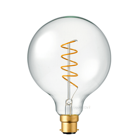 4W G125 Spiral LED Bulb B22 in Extra Warm - LiquidLEDs™ - Globe Bulbs