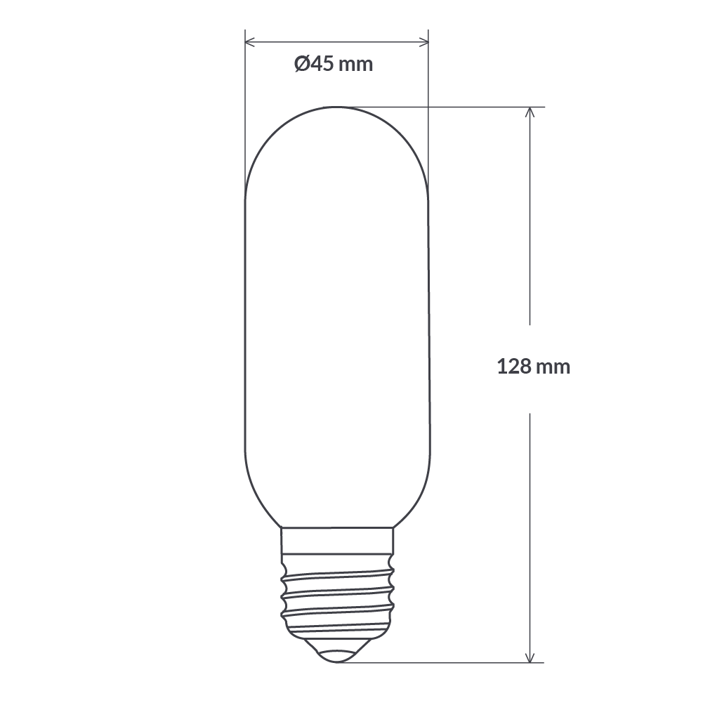 Dimension of 6W Tubular LED Light E27 in Extra Warm