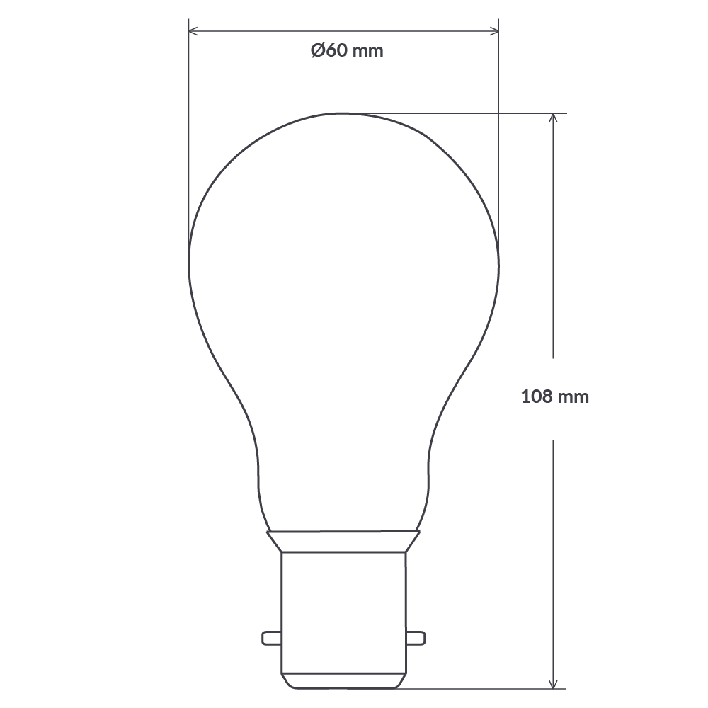 Dimension of 5W Blue GLS LED Bulb B22