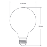 Dulora 11W G125 LED Globe E27 Porcelain in Soft White Dimensions