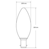 Dulora 2.5W Candle LED Bulb B15 Clear in Warm White Dimensions