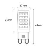 Dulora 3W G9 Frost LED Bulb Dimensions