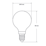 Dulora 4W Fancy Round LED Bulb E12 Dimensions