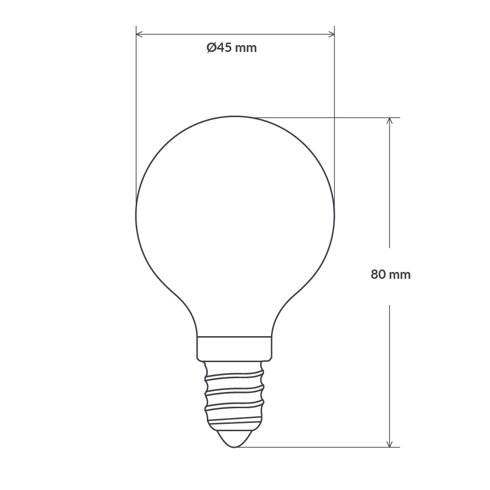 Dulora 4W Fancy Round LED Bulb E14 Frost Dimensions