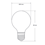 Dulora 4W Fancy Round LED Bulb E27 Clear in Warm White Dimensions