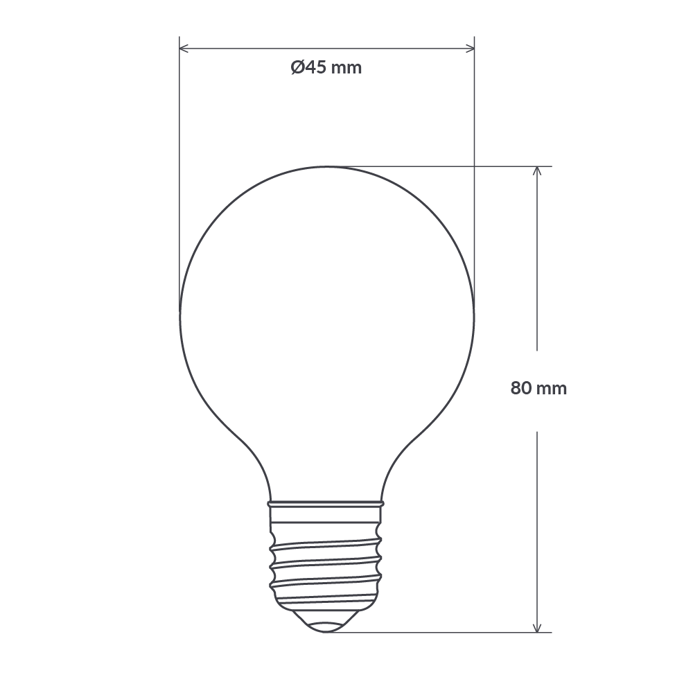 Dulora 4W Fancy Round LED Bulb E27 Porcelain in Warm White Dimensions