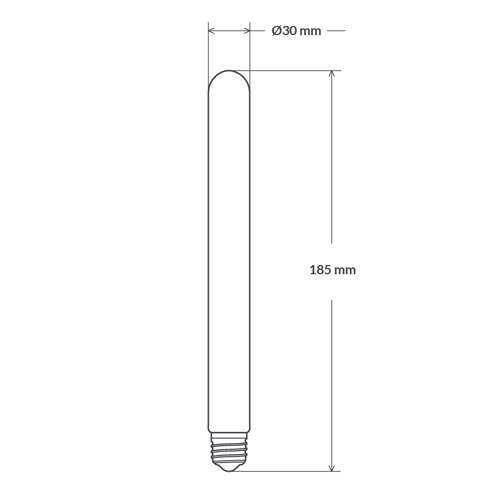 Dulora 4W Tubular Long LED Bulb E27 Clear in Warm White Dimensions