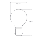 Dulora 5.5W Fancy Round LED Bulb B22 Clear in Warm White Dimensions