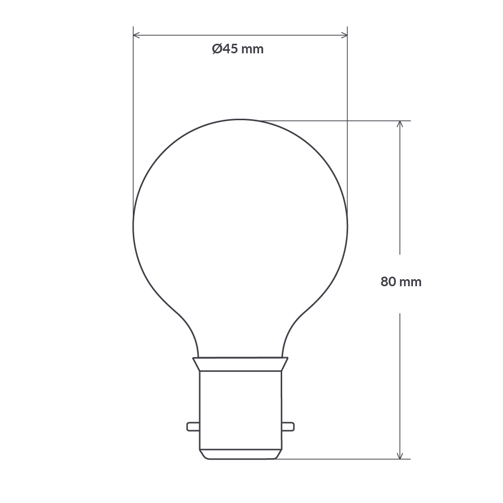 Dulora 5.5W Fancy Round LED Bulb B22 Frost in Warm White Dimensions
