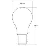 Dulora 6.5W GLS LED Bulb B22 Frost in Warm White Dimensions