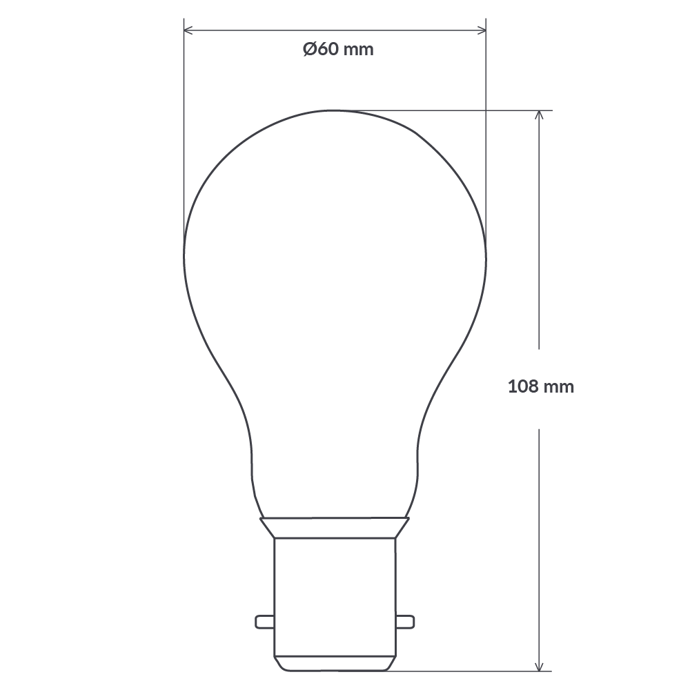 Dulora 8W 12-24 Volt AC/DC GLS LED Bulb B22 Dimensions