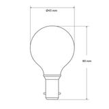 Dimension of 4W Fancy Round LED Bulb B15 Clear in Warm White