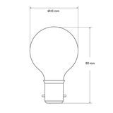 Dimension of 4W Fancy Round LED Bulb B22 Clear in Warm White