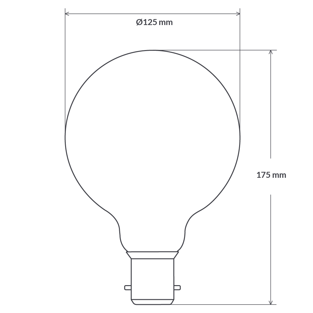 8W G125 LED Globe B22 Clear in Extra Warm