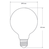 Dimension of 6W G95 LED Globe E27 in Extra Warm