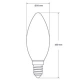 Dimension of 6W Candle LED Bulb E14 Clear in Warm White