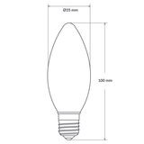 Dimension of 6W Candle LED Bulb E27 Frost in Warm White