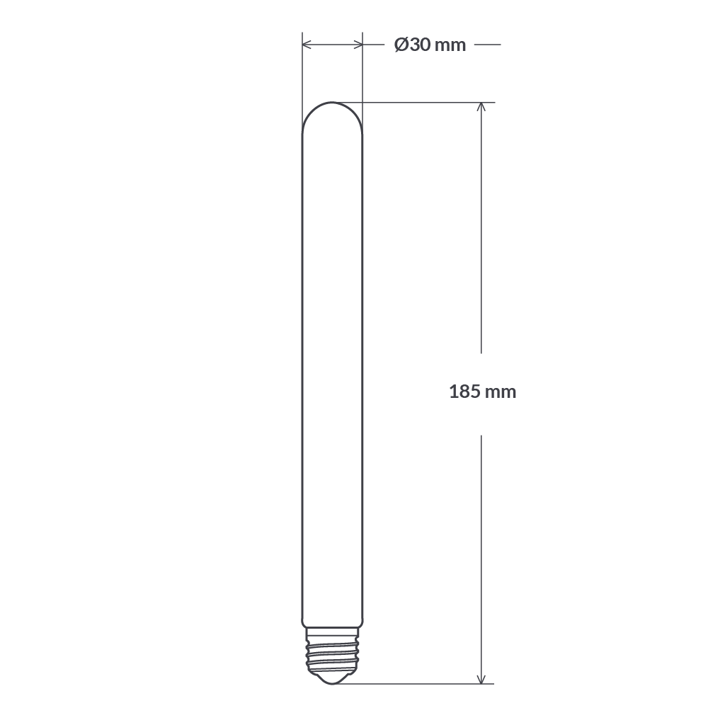 Dimension of 4W Medium Tube Spiral LED E27 in Ultra Warm