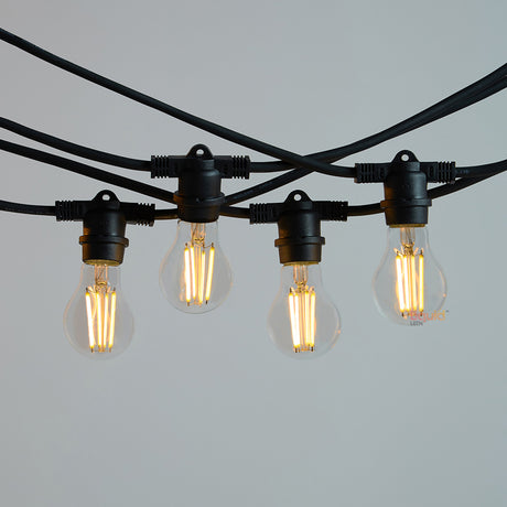 Vintage Black Outdoor String Lights LED 8W GLS Dimmable 2200K LiquidLEDs